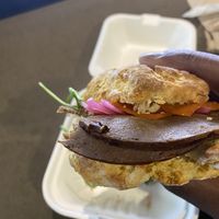 Vegan sandwich with field roast  at Honest Biscuits in Seattle