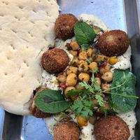 Hummus Fallapfel and pita   at Kunsthauscafé in Graz