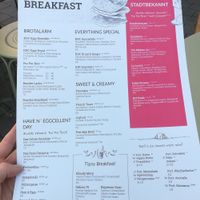Menu at Kunsthauscafé in Graz