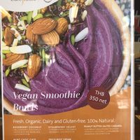 Vegan smoothie bowls menu at Café Studio in Phuket
