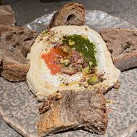 Hummus Starter with Bread  at Honest Greens - Plaça Catalunya in Barcelona