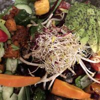 Amazing salad with avocado and chili tofu!  at Honest Greens - Plaça Catalunya in Barcelona