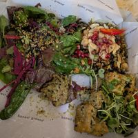 Herb tofu with Moroccan rice at Honest Greens - Plaça Catalunya in Barcelona