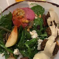 Salad with season hummus and falafels  at Honest Greens - Plaça Catalunya in Barcelona