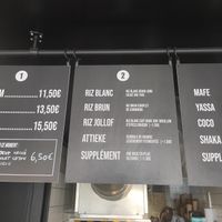 Menu at Osè African Cuisine in Paris