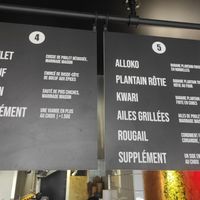 Menu at Osè African Cuisine in Paris