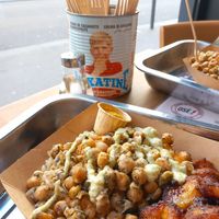 Vegan Option with plantain and plain rice at Osè African Cuisine in Paris