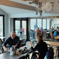 Inside with lake view at The Bluebird Café by the Lake in Coniston