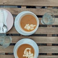 Peach creamsoup at Szünet in Pecs