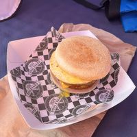 Sausage muffin (£5.50) without sauce.  at VGN Boulevard in Stourbridge