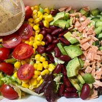 Ordered the rainbow salad with mock ham for dinner tonight on Meituan. So good! at  Good Samaritan in Qingdao