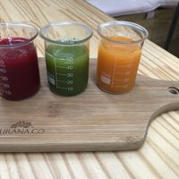 Shots degustação. Um suco melhor que o outro! at Purana in Sao Paulo