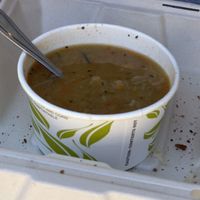 Cup of chickenless soup   at Whole Harvest in Saratoga Springs