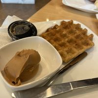 Vegan and GF waffle with peanut butter!   at Little Owl Cafe in Fairbanks