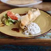 Cheese Rolls (V).

Feta cheese and parsley in a filo pastry roll. at The Olive Branch in Ilkley
