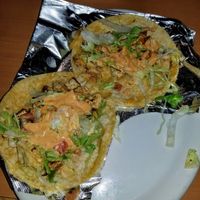 Tofu tacos on corn tortillas, sans 1 that I ate before I rembered to take a pic. Not pictured, the plate of beans and rice that come on the side. at La Fiesta Chatham in Springfield