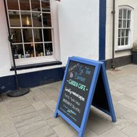 Outside the shop at Fig Tree Espresso in Abergavenny