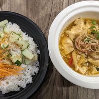 Braised lemongrass tofu with sticky rice at Chay Corner in Da Nang