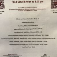 This is the menu at The Welly on a recent visit. I had the focaccia and the linguine which was delicious. at The Wellington Hotel in Boscastle