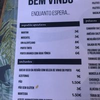 Menu at Stressfree in Vila Nova De Milfontes
