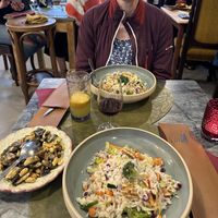 Vegetable and rice. With a side of wild mushrooms and peanuts   at Stressfree in Vila Nova De Milfontes