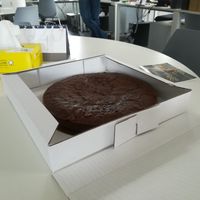 Pears and chocolate gateau at Forno Vegano in Milan