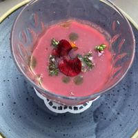 Cold creamy beetroot soup  at Bahnhöfli in Haag