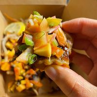 Close-up shot of Half Moon roll at Tane Vegan Izakaya in Honolulu