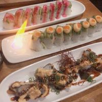 the presentation🤍 leahi, sunset, and wedge specialty rolls  at Tane Vegan Izakaya in Honolulu