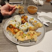 A mixed plate of rolls from our order at Tane Vegan Izakaya in Honolulu