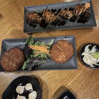 Shizen shiitake and tane katsu  at Tane Vegan Izakaya in Honolulu