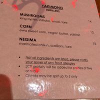 Grilled foods at Tane Vegan Izakaya in Honolulu