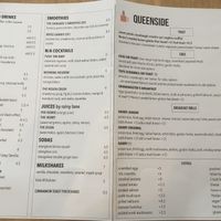 The menu side 1 at Queenside in Dulwich Hill
