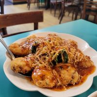 Minced tofu balls at Lucky Creation Vegetarian in San Francisco