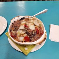 Leitura vegana de sliced pork with vermicelli at Lucky Creation Vegetarian in San Francisco