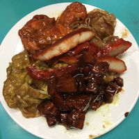 Mixed faux meat plate at Lucky Creation Vegetarian in San Francisco