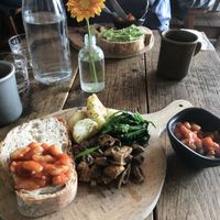 Breakfast composed of a mix of vegan sides at Suke6 Diner in Tokyo