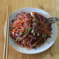 Vegetable & noodle stir fry at Ginger Home in Sapa