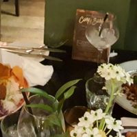 Nourish bowl with falafel and candied veg tart at The Fox in Harpenden