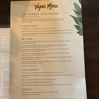Vegan Menu at The Fox in Harpenden