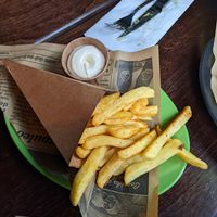 A side of fries with vegan mayo at Popocatepetl in Breda