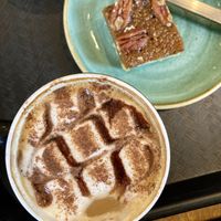 Pumpkin spiced latte and pecan cake  at Coffee #1 in Chepstow