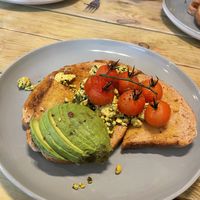 The scrambled tofu with spinach pine nuts and tomatoes   at The Secret Garden in Dorchester