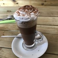 Oat milk hot chocolate 💚 at The Secret Garden in Dorchester