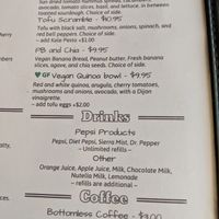 Menu section showing vegan items. Coffees also can have almond or soy milk. at The Mad Batter in Henderson