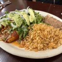 Enchiladas red vegan  at El Charrito Market in Gilroy