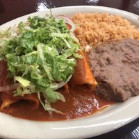 Potato enchiladas with red sauce at El Charrito Market in Gilroy