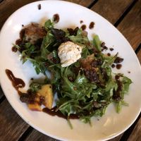 Peach Panzanella Salad at Millennium in Oakland