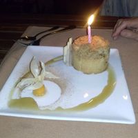 warm gravenstein apple-ginger streusel at Millennium in Oakland