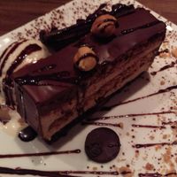 spring 2016: Hazelnut, chocolate, caramel cake with salted caramel ice cream at Millennium in Oakland